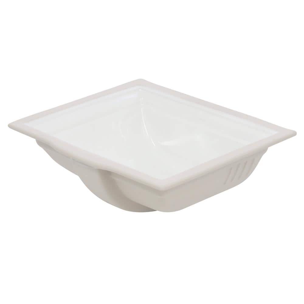 White Rectangular Ceramic Undermount Bathroom Sink