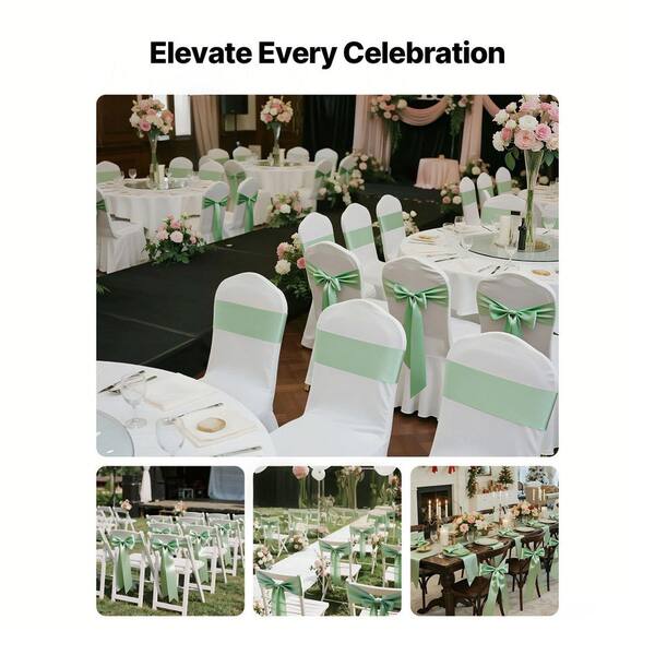 100 Dark Teal Satin Chair Cover Sash Bows – 6x108 Inches – Banquet Wedding Made In USA