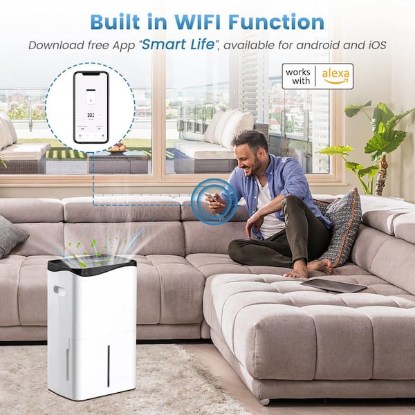 5500 sq. ft 100-Pints Dehumidifier for Large Room Smart WiFi Dehumidifier for Basement and Home