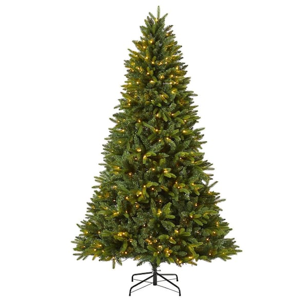Nearly Natural 7 ft. Pre-Lit Sun Valley Fir Artificial Christmas Tree with 450 LED Lights