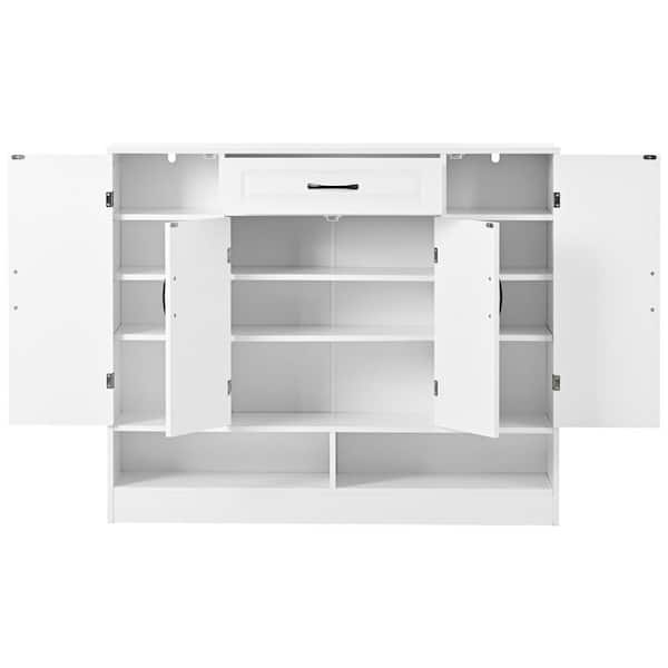Unbranded 47.2 in. W x 11.8 in. D x 39.4 in. H Bathroom White Linen Cabinet