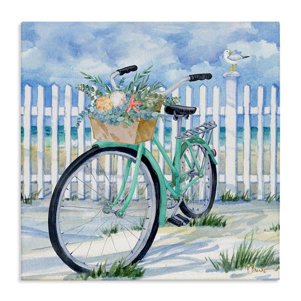 Stupell Industries Bike on Rosemary Beach by Paul Brent Unframed Typography Graphic Art Print 36 in. x 36 in.