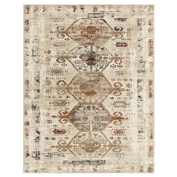 Petra Beige 2 ft. 3 in. x 7 ft. 8 in. Santa Fe Earth Area Rug