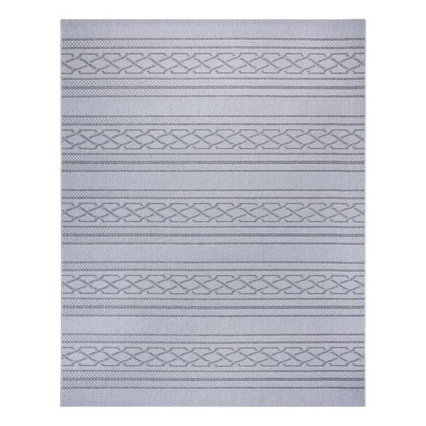 Calypso Biella Gray 8 ft. x 10 ft. Striped Indoor/Outdoor Area Rug