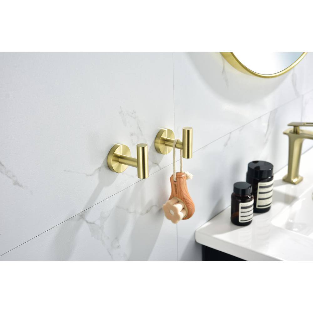 6-Piece Brushed Gold Stainless Steel Bathroom Hardware Set