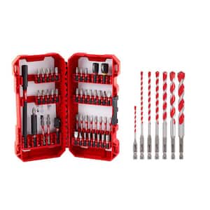 SHOCKWAVE Impact-Duty Alloy Steel Screw Driver Bit Set with Carbide Hammer Drill Bit Kit for Concrete/Stone (52-Piece)