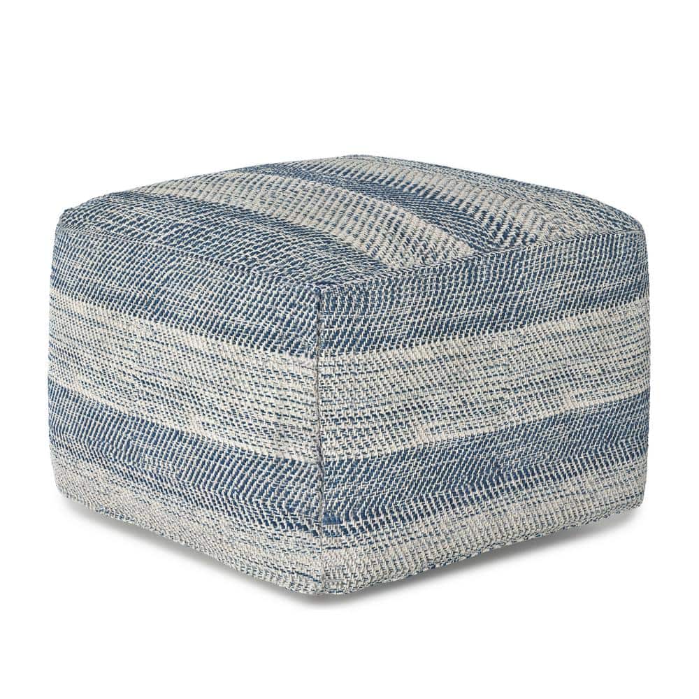 Clay Teal Melange Cotton Square Pouf