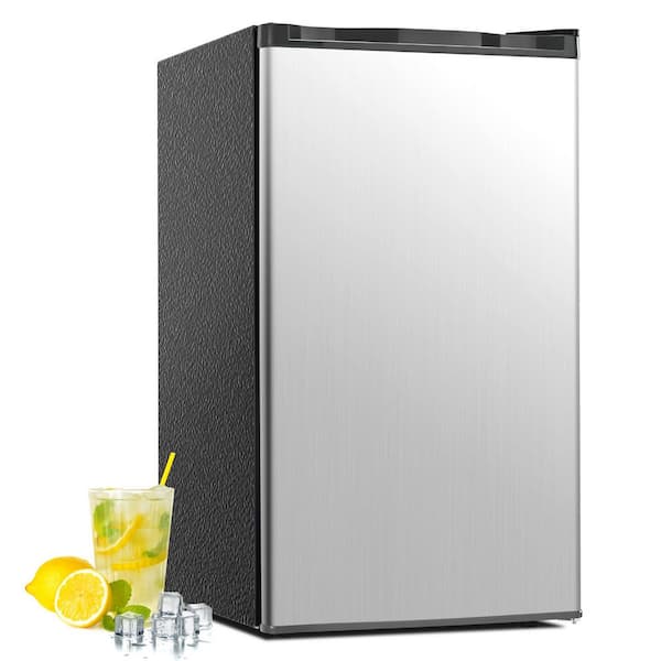 17.5 in 3.2 cu.ft. Compact Mini Refrigerator with Freezer, Reversible Door, Adjustable Thermostat in Silver