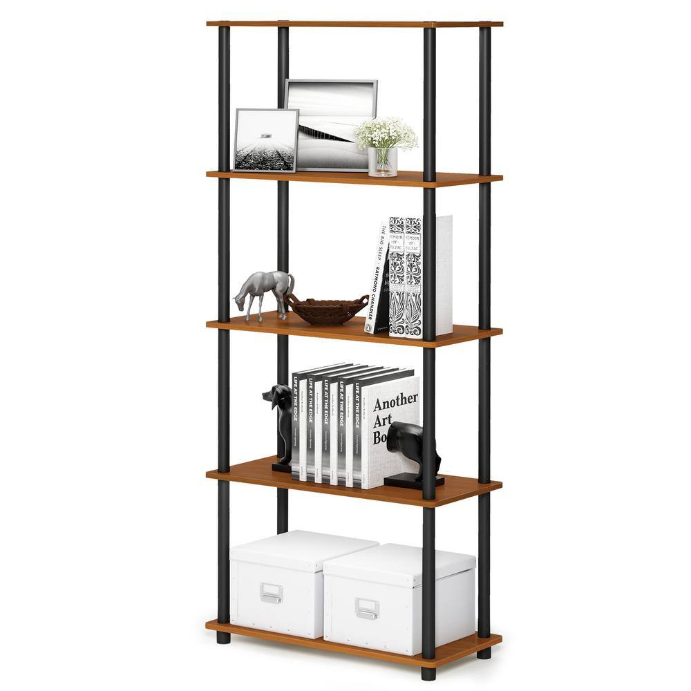 Laminated Black & Light Cherry 5-Tier Round Tube Shelf