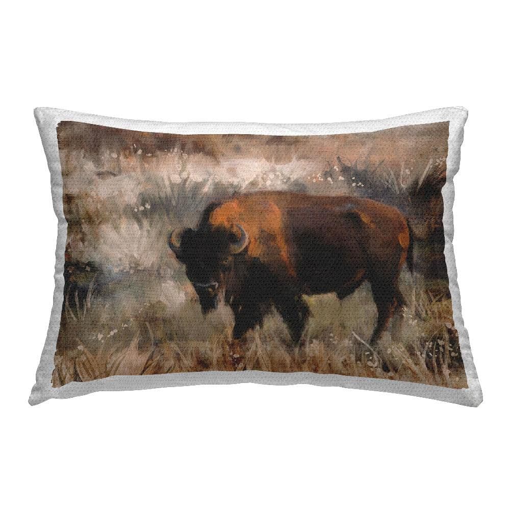 Bison on the Range Brown Rectangular Outdoor Throw Pillow price history on PriceWatchPro