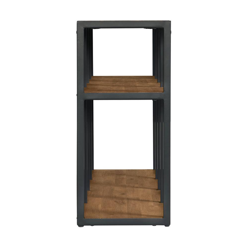 Acacia Wood L-Shaped Corner Desk with Storage Credenza