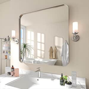 36 in. W x 36 in. H Rectangular Aluminum Framed Wall Bathroom Vanity Mirror in Silver