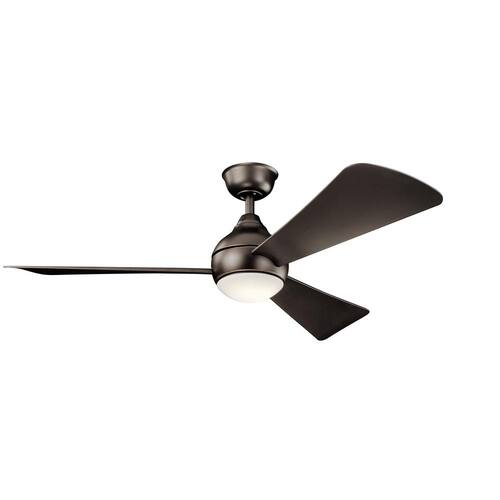 Sola 54 in. Indoor/Outdoor Olde Bronze Low Profile Ceiling Fan with Integrated LED with Wall Control Included Ceiling Fans With Lights