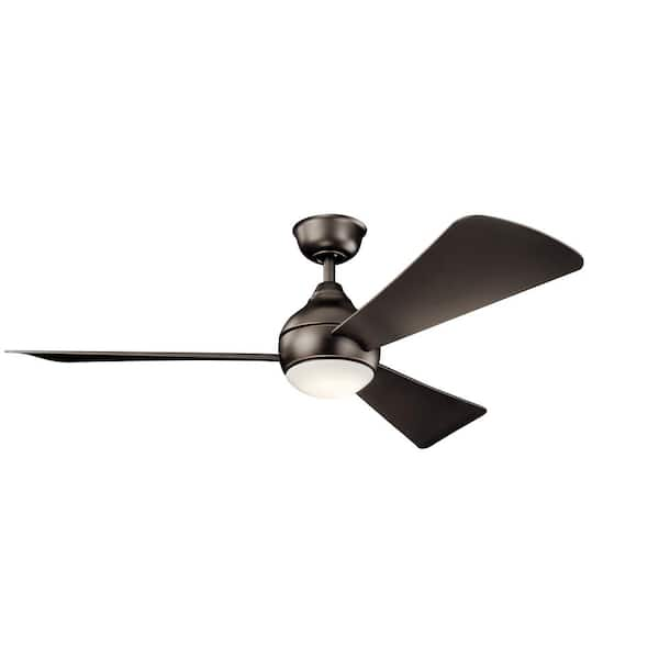 KICHLER Sola 54 in. Indoor/Outdoor Olde Bronze Low Profile Ceiling Fan with Integrated LED with Wall Control Included