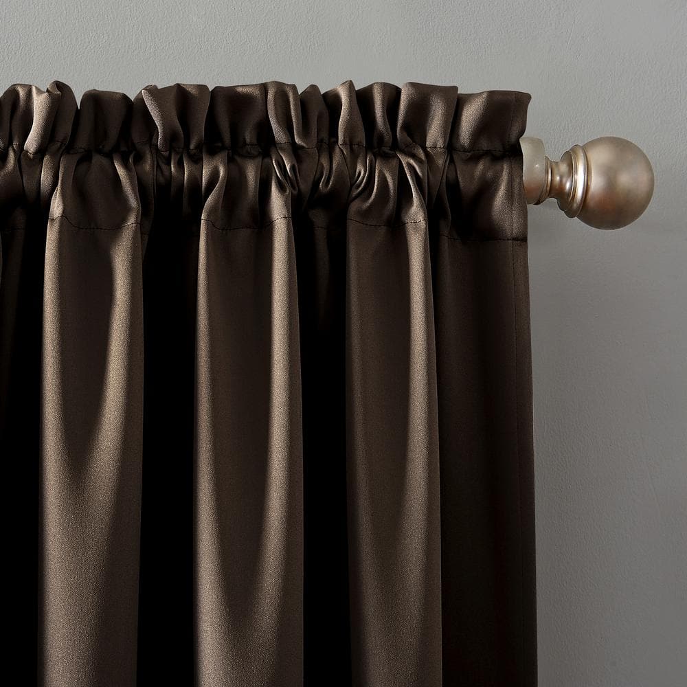 Brown Blackout Rod Pocket Polyester Insulated Drapes