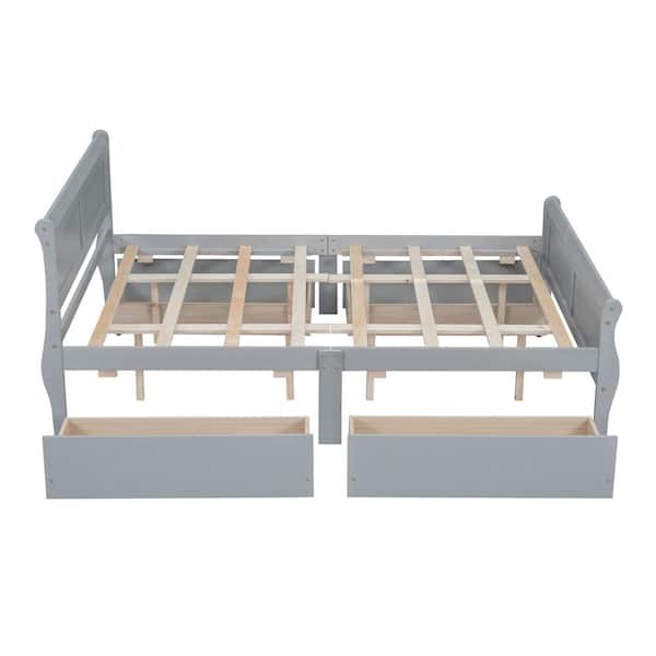 Harper & Bright Designs Brown Wood Frame Queen Size Platform Bed with  Underneath Storage and 2-Drawers QHS150AAD-Q - The Home Depot