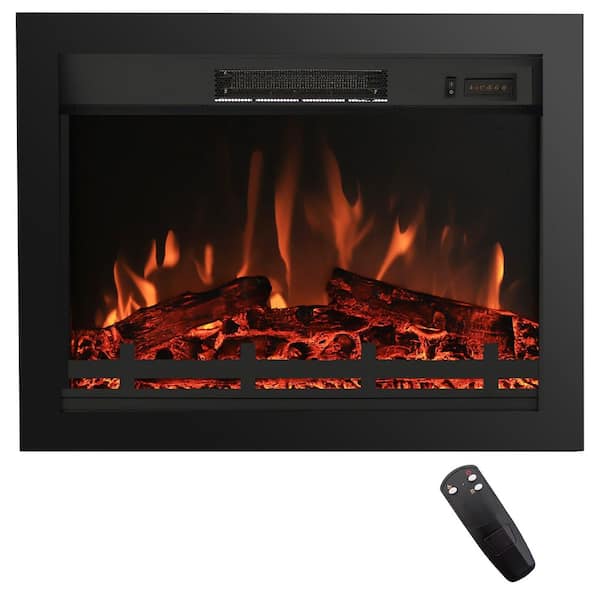 27.26 in. Front Width Electric Fireplace Insert, Realistic Flames, 4-Flame Brightness, 750/1500-Watt Heat