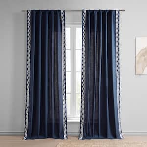 Blue Harbor Modern Hampton Textured Cotton 50 in. W x 84 in. L Rod Pocket Light Filtering Curtain (Single Panel)