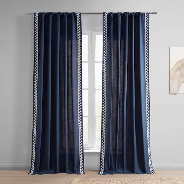 Exclusive Fabrics & Furnishings Blue Harbor Modern Hampton Textured Cotton 50 in. W x 84 in. L Rod Pocket Light Filtering Curtain (Single Panel)