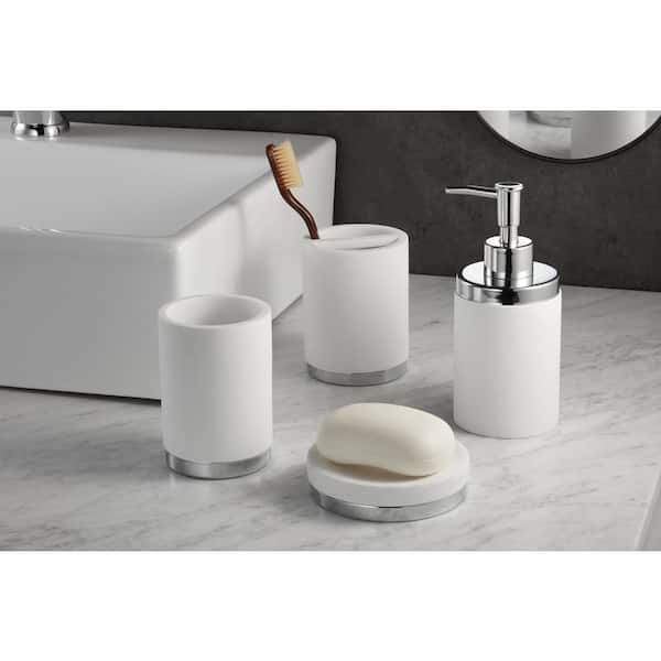 4pcs Bathroom Accessory Dispenser Set Ceramic Toothbrush Holder Cup Soap Dish 