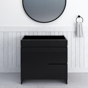 Mace 40 in. W x 18 in. D x 34 in. H Bath Vanity Cabinet without Top in Glossy Black with Right-Side Drawers