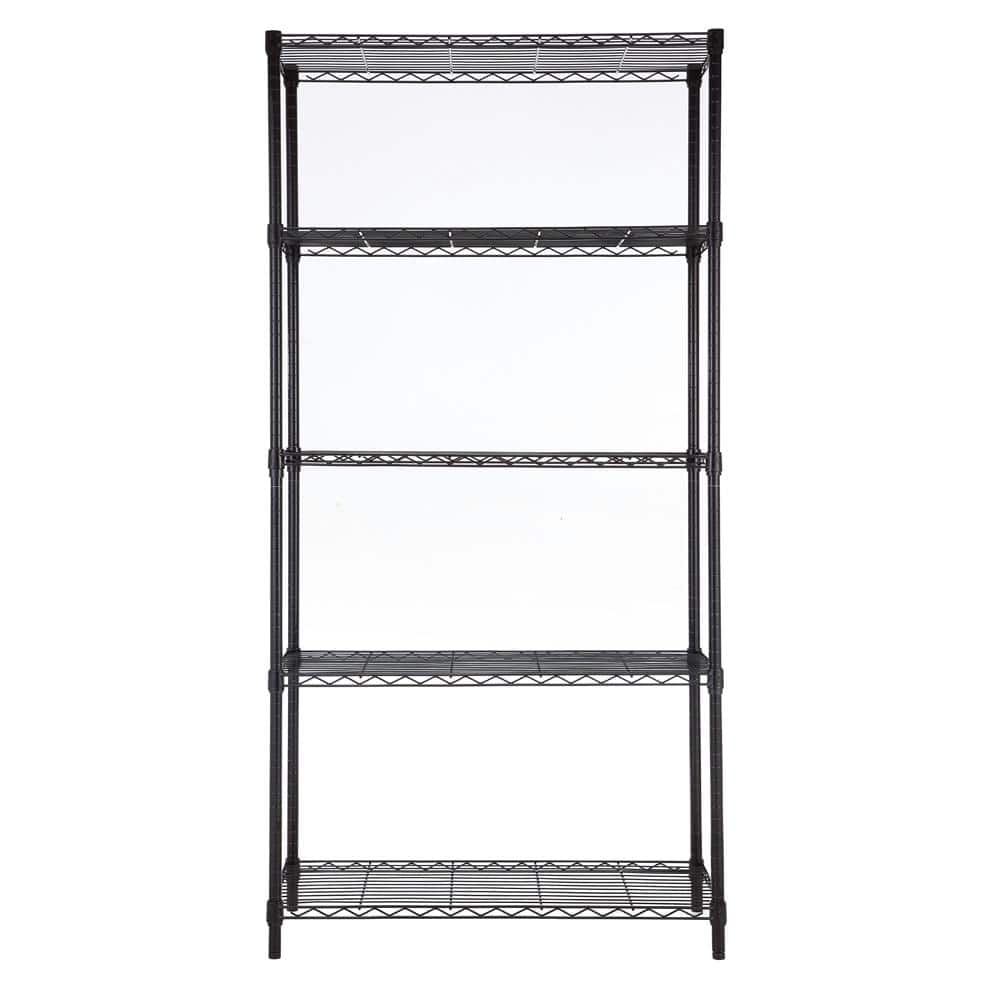 House 2 Home 27 inch Wide Foldable Metal Shelf / Shoe Rack, Powder Coated Black Paint & 3 Tiers, Size: 27 inch Wide & 11 inch Deep