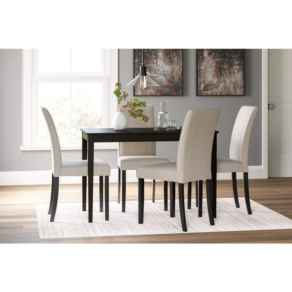 Dark Brown Rectangular Wood Dining Table for Four