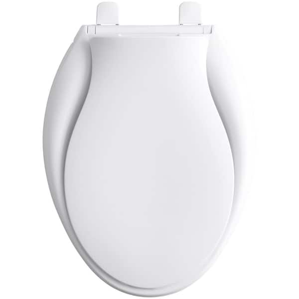 Toilet Seat Quiet-Close Elongated Closed Front with Grip-Tight Bumpers in White 