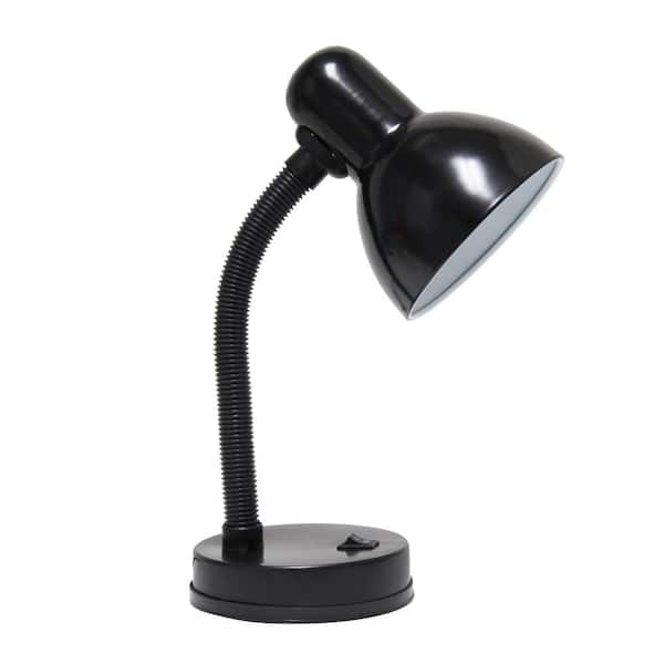 Creekwood home 14.25 in. Gooseneck Black Traditional Fundamental Metal Desk Task Lamp and Bowl Shaped Shade