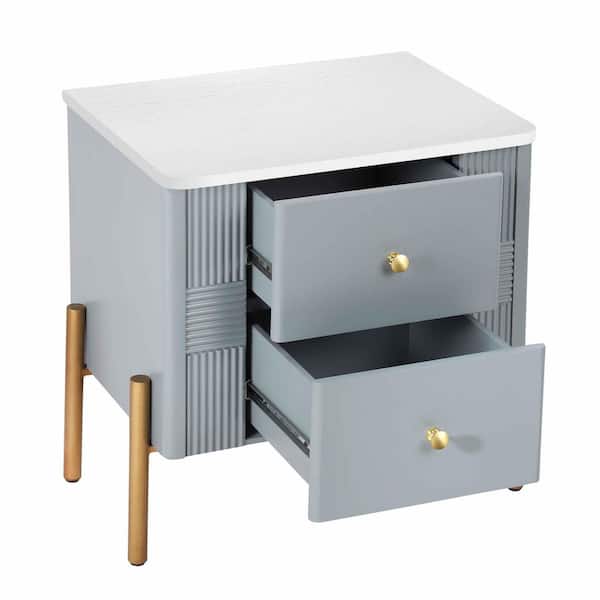 Blue 2 Drawers 21.6 in. W Nightstand