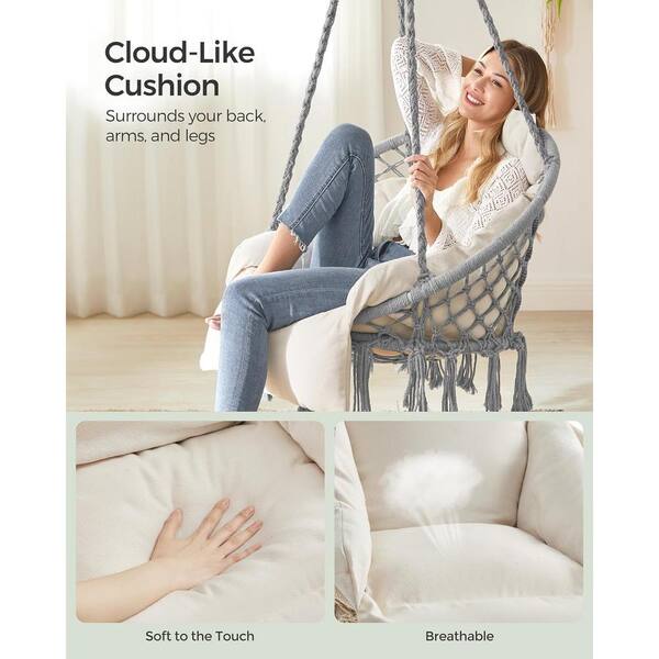 2.6 ft. Hanging Boho Swing Hammock Chair with Thick Cushion