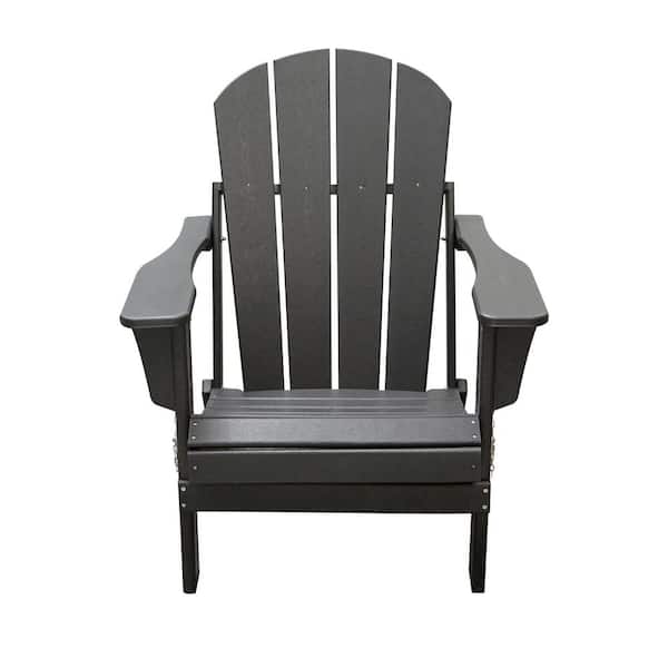 Unbranded Serga Black Plastic Folding Outdoor Adirondack Chair