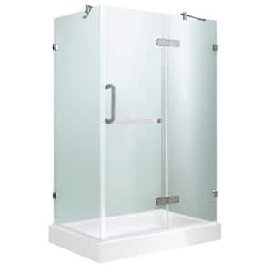Monteray 36 in. L x 48 in. W x 79 in. H Frameless Pivot Shower Enclosure Kit in Brushed Nickel with 3/8 in. Clear Glass