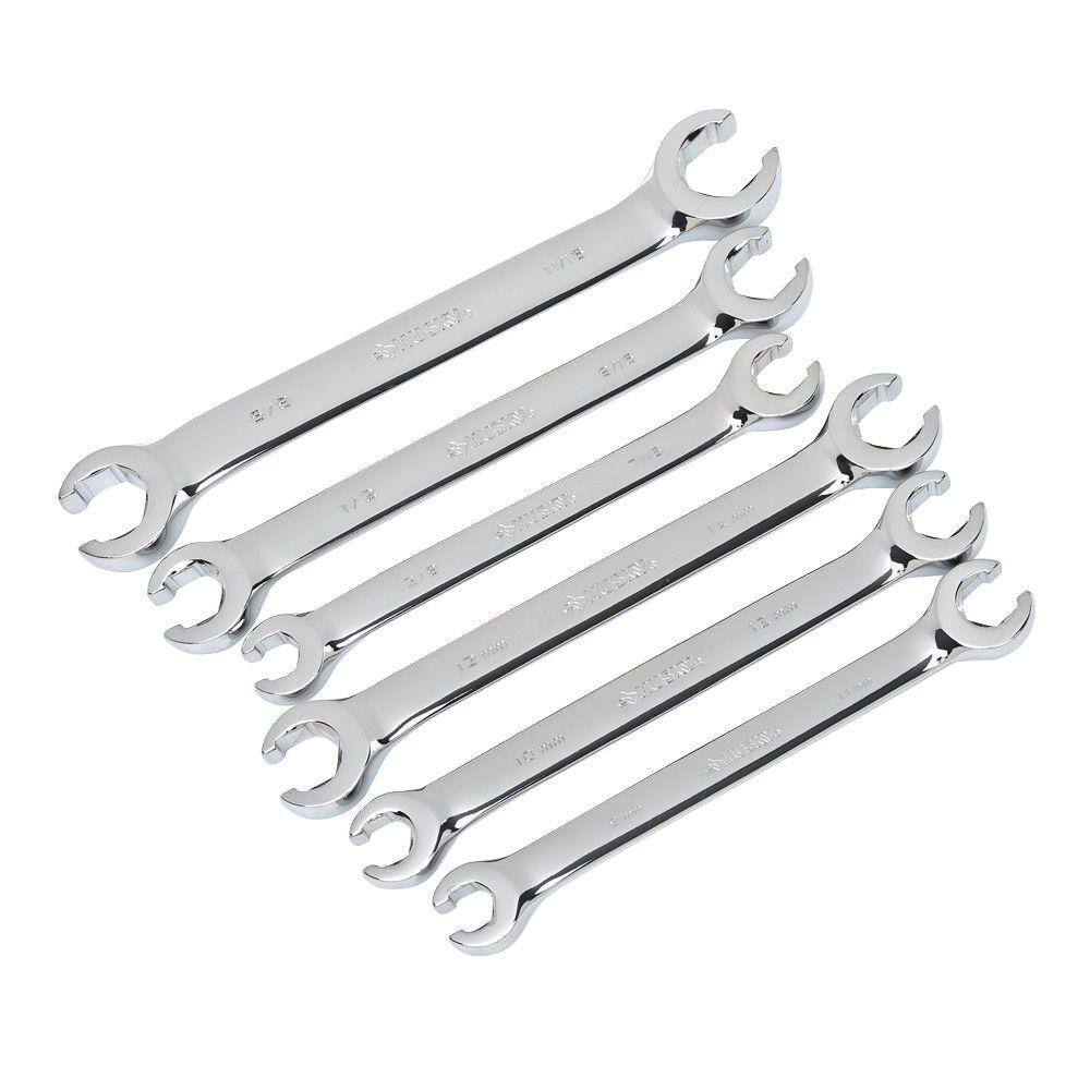 6pc Flare Nut Spanner Wrench Set Brake Fuel Injection Gas Pipes 6-24mm 