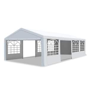 Outdoor 20 ft. x 30 ft. White Galvanized Steel Party Tent-Heavy Duty Wedding Tent with Windows