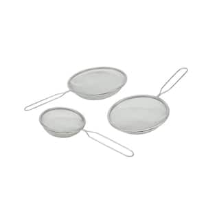 Set of 3 Stainless Strainers W/ Long Stay Cool Handle