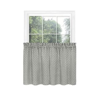 Bedford Grey Polyester 58 in. W x 36 in. L Front Tab Light Filtering Curtain (Double Panel)