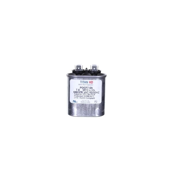 TITAN HD 7.5 MFD, 440-Volt/370-Volt Dual Voltage Oval Run Capacitor