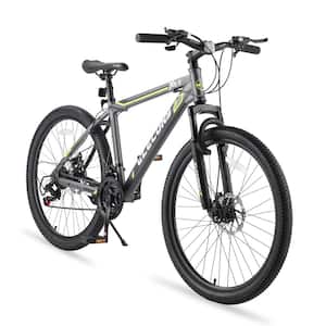 24 in. Gray Mountain Bike for Boys and Girls with Dual Disc Brakes and Front Suspension MTB