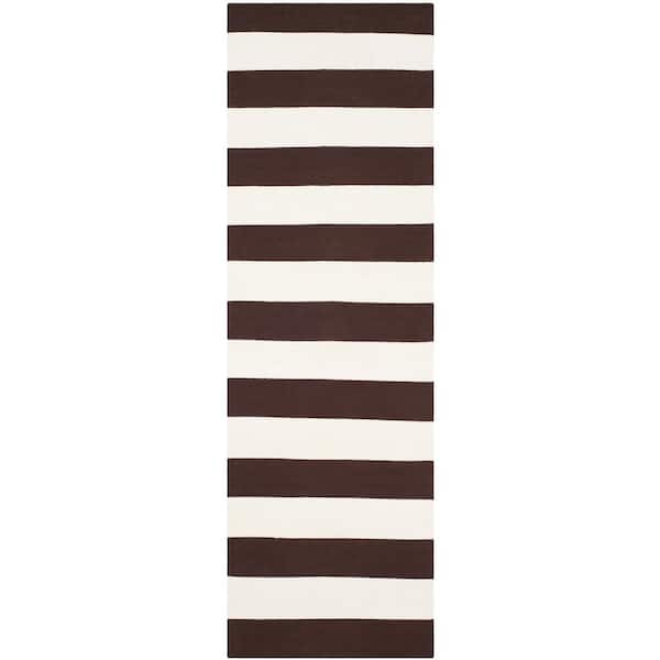SAFAVIEH Montauk Chocolate/Ivory 2 ft. x 7 ft. Striped Runner Rug