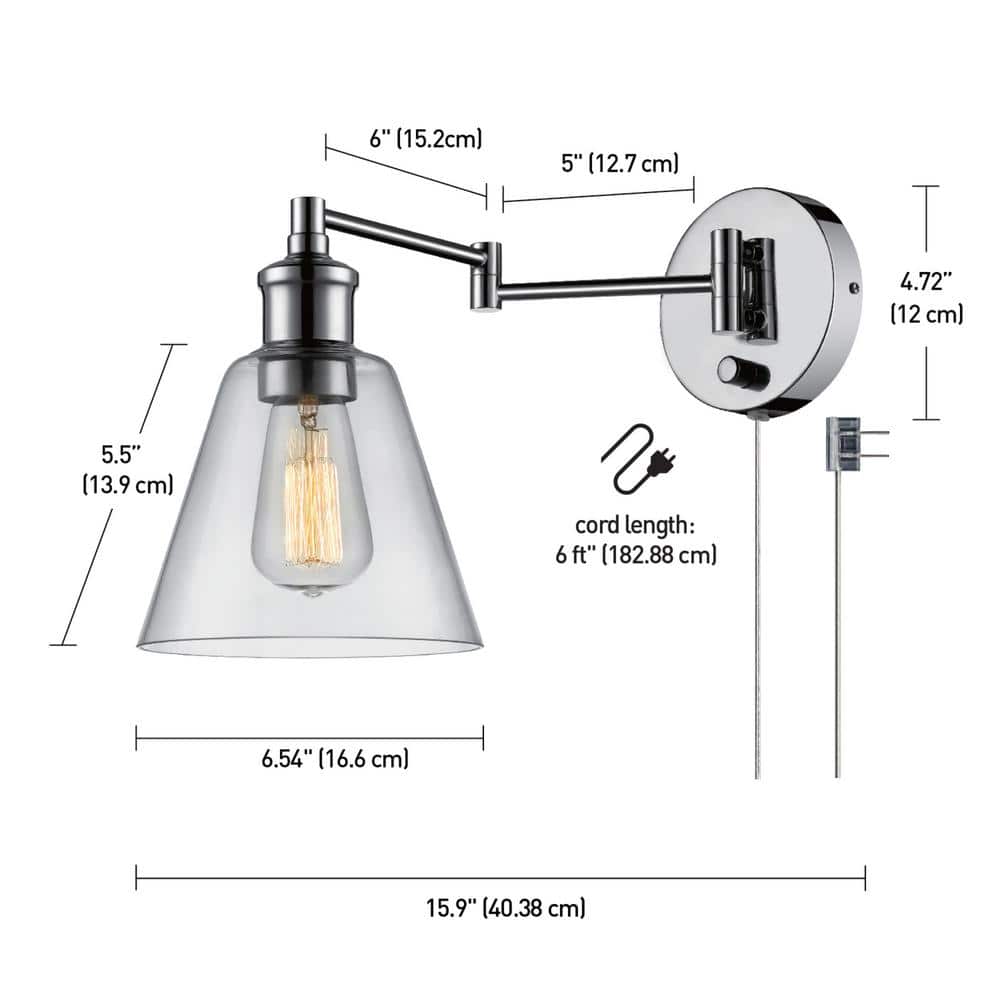LeClair 9.5'' Chrome Industrial Wall Sconce with Clear Glass Shade