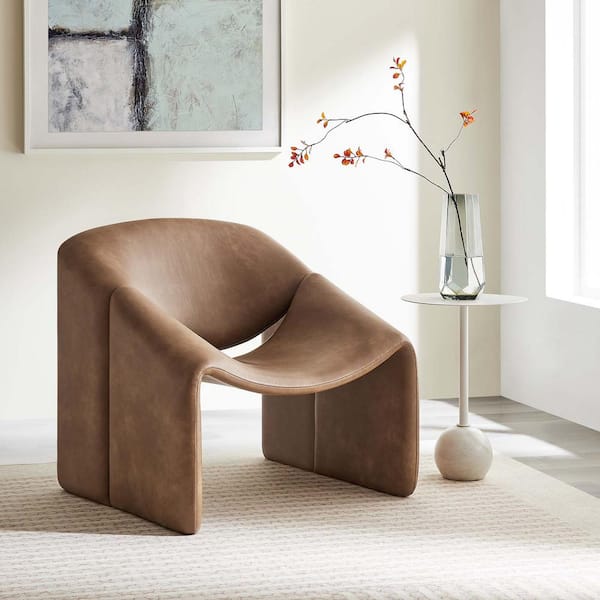 Vivi Faux Leather Accent Arm Chair in Brown