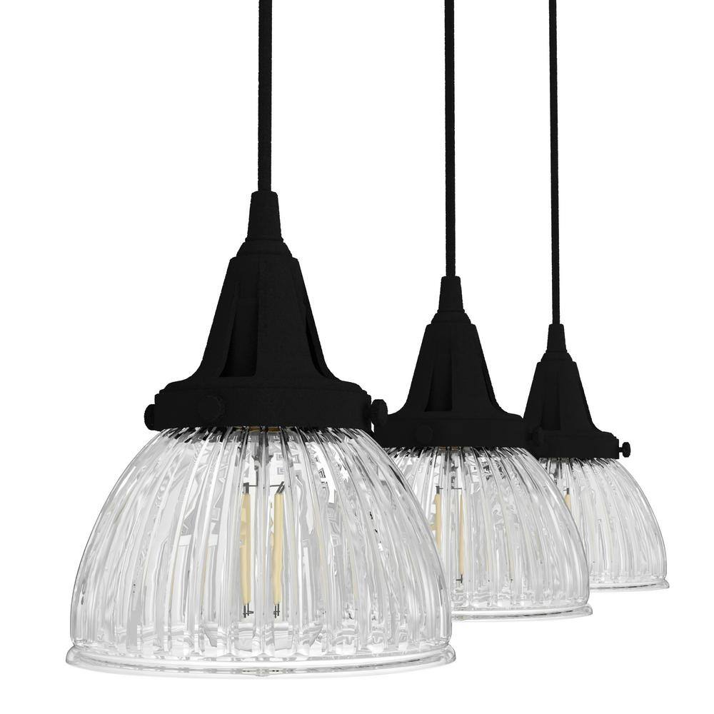 Cypress Grove Natural Iron 3-Light Fluted Glass Cluster Pendant