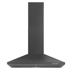 30 in. 450 CFM Wall Mount Ducted Insert Range Hood in Black