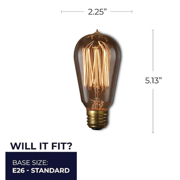 Bulbrite - 60 - Watt Equivalent ST18 Dimmable Medium Screw Decorative Incandescent Light Bulb Amber Light 2200K, 4 Pack