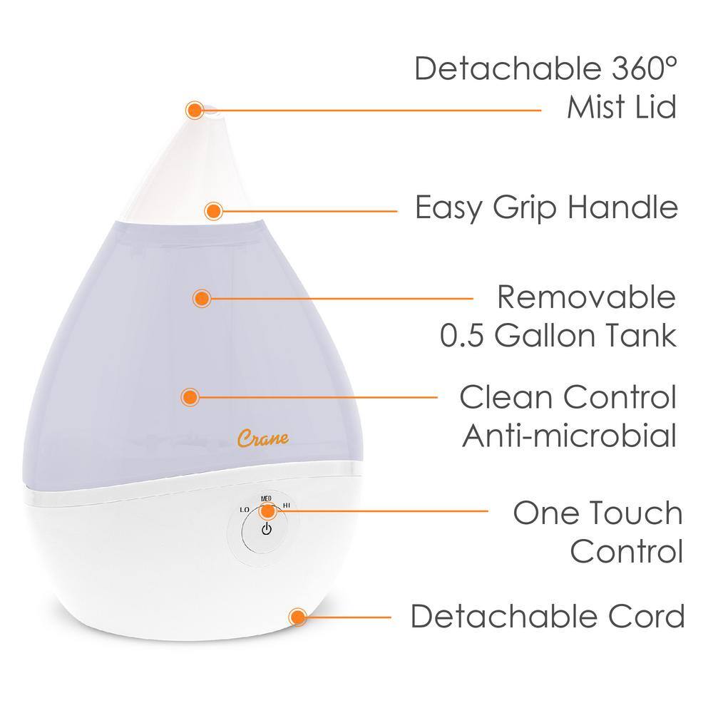 White Ultrasonic Cool Mist Humidifier with Auto Shutoff
