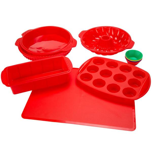 Classic Cuisine 18-Piece Red Assorted Silicone Bakeware Set
