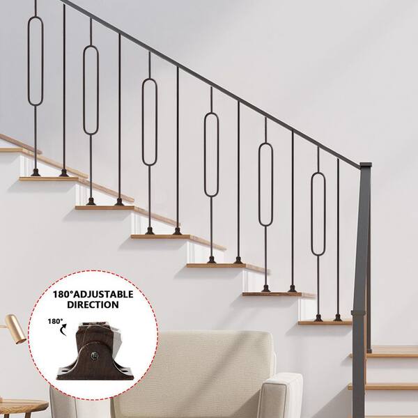 DIYHD 24-Pack Iron Baluster Set – 44 Inch Modern Rectangular Stair Spindles, 1/2 Inch Square Wrought Iron, Powder-Coated, Includes 12 Rectangular & 12 Straight