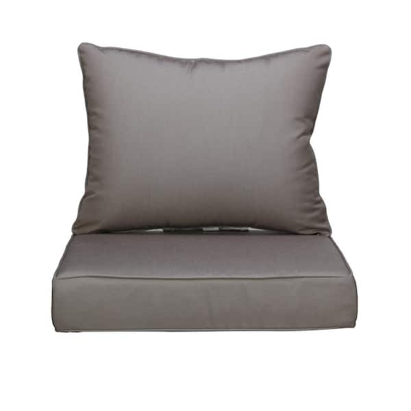 Uixe Outdoor Chair Cushions 2-Piece 23x25+20x23In.Deep Seat and Clasped Cushion Set for Patio Furniture in Coffee