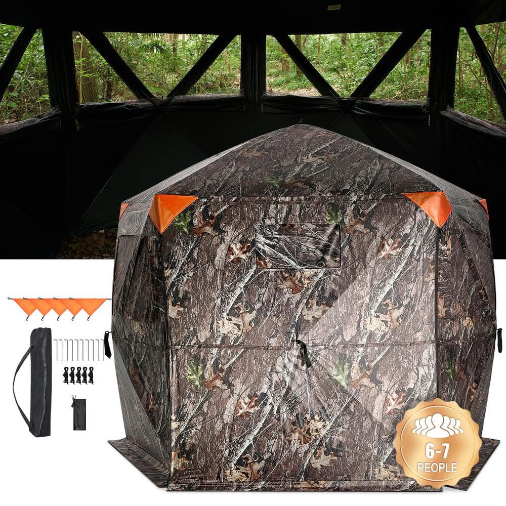 VEVOR Hunting Blind, 288-Degree See Through Ground Blind, 6-7 Person Pop Up Deer Blind for Hunting with Carrying Bag, Portable